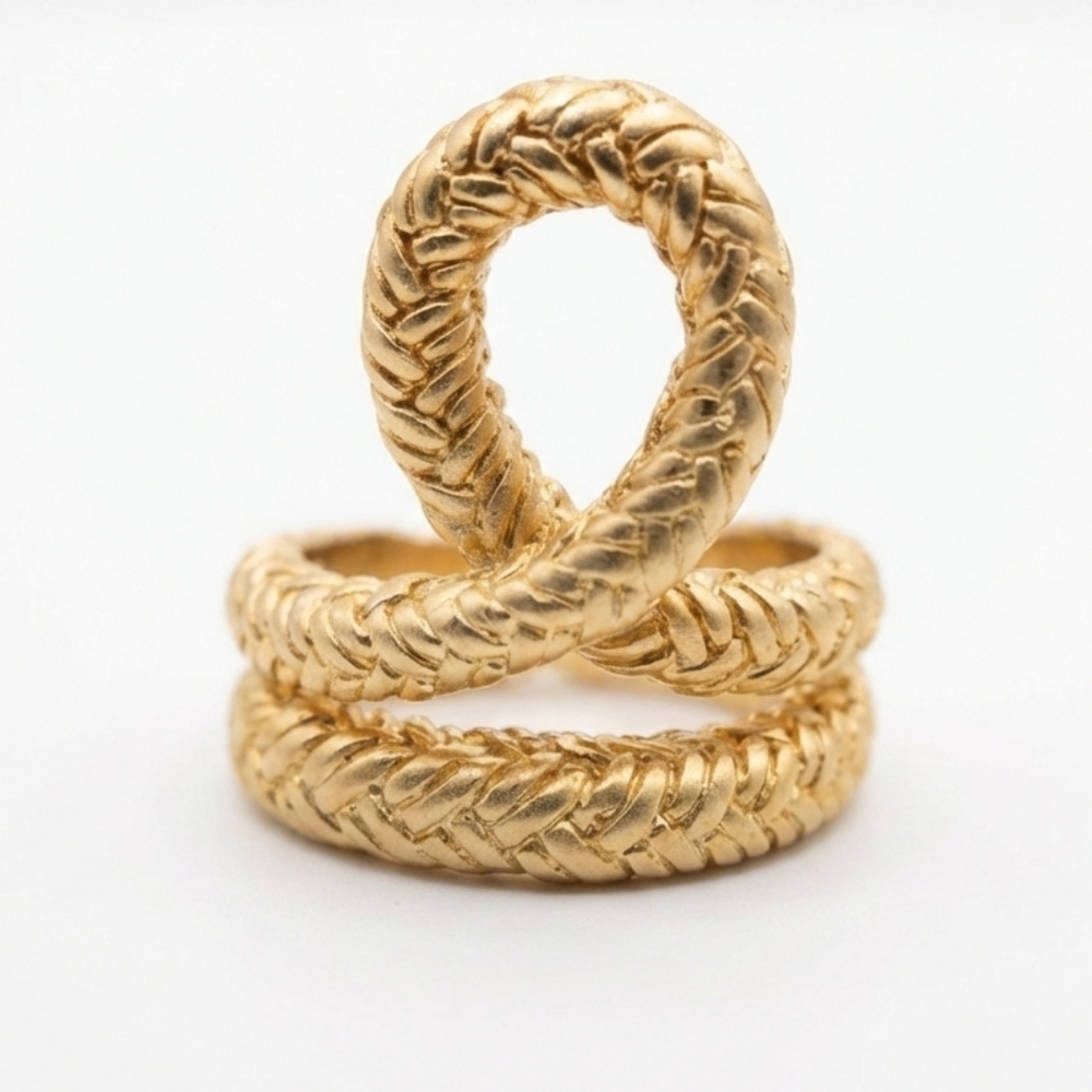 PAJ Gold Over 925 Silver Braided Loop Ring